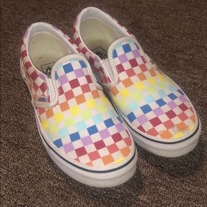Girls Rainbow Van Slip ons